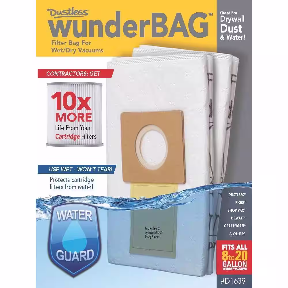 Dustless Technologies Wunderbag Micro Pre-Filter (2-Pack) for Dustless Wet+Dry Standard and HEPA Vacuum