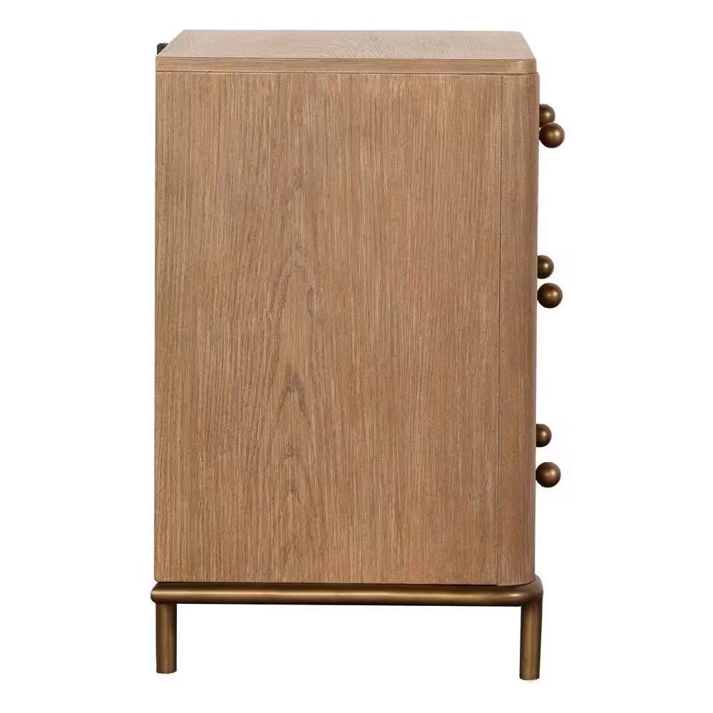 Coaster Home Furnishings Arini Sand Wash 3-Drawer Nightstand with Dual USB Ports