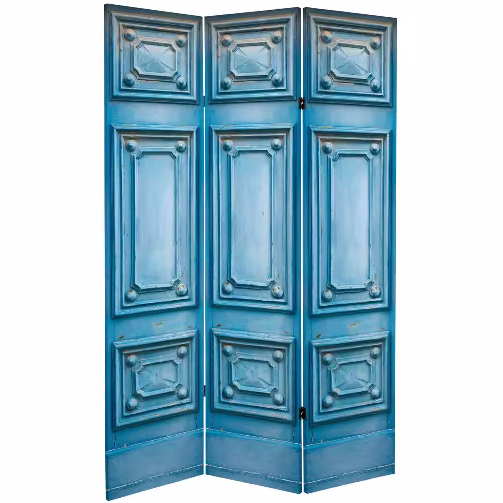 None Fancy Door Panel 6 ft. Printed 3-Panel Room Divider