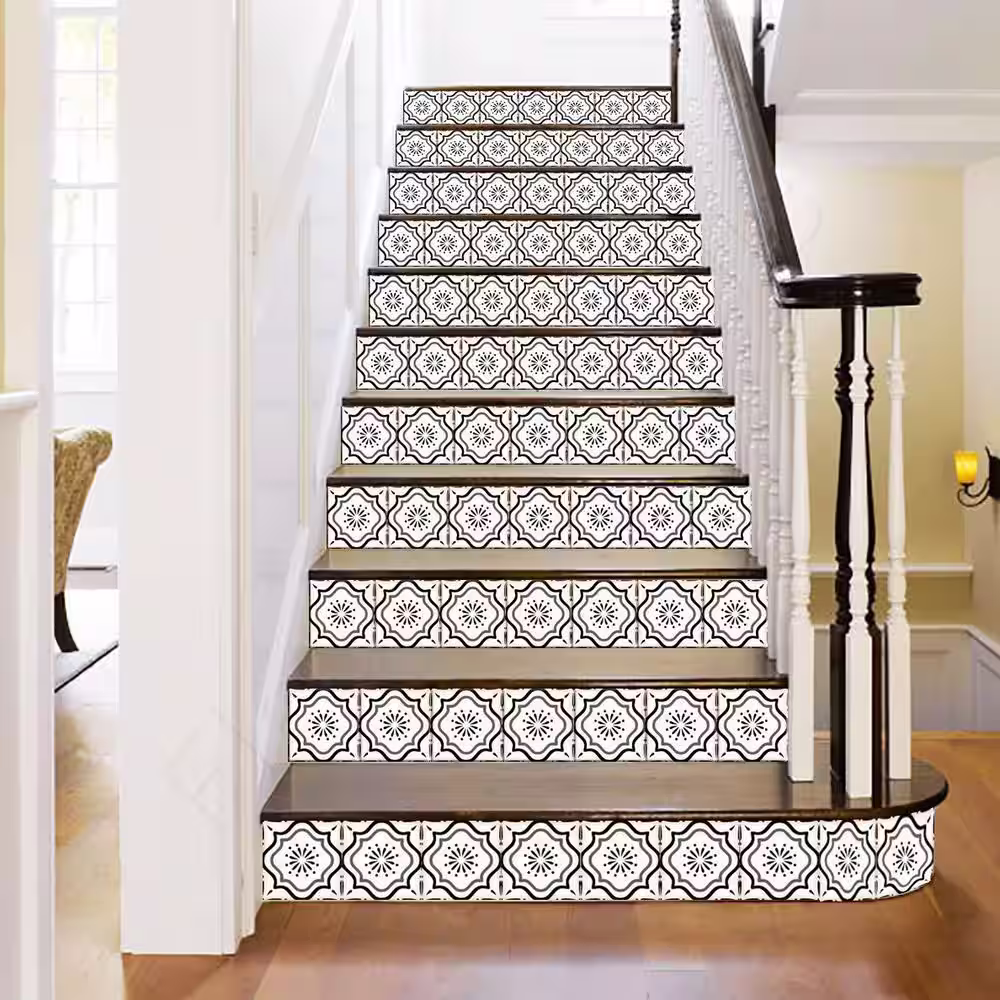 None Black and Grey B5 3.5 in. x 3.5 in. Vinyl Peel and Stick Tile (24 Tiles, 2.04 sq.ft./pack)