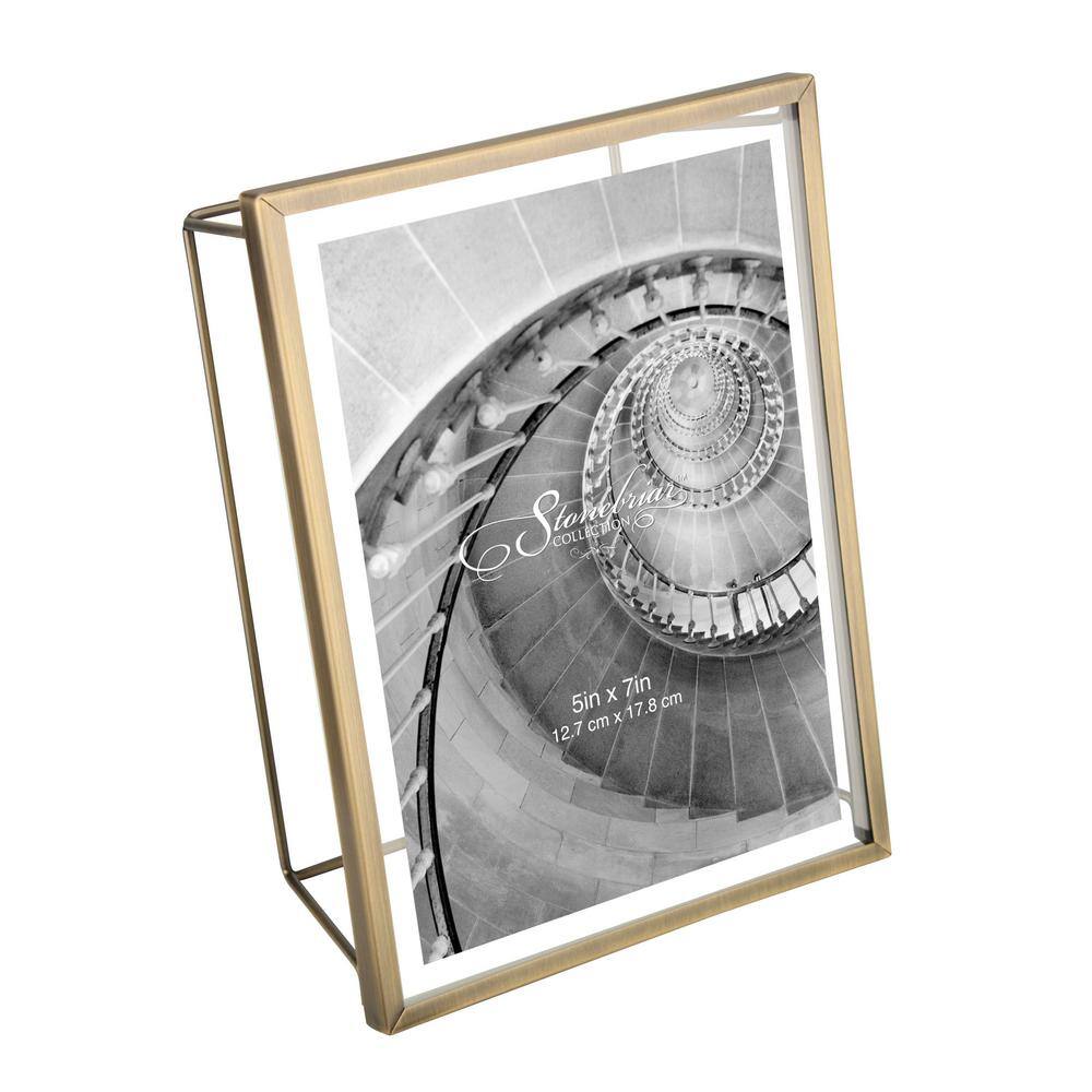 Stonebriar Collection 5 in. x 7 in. Brushed Antique Brass Picture Frame
