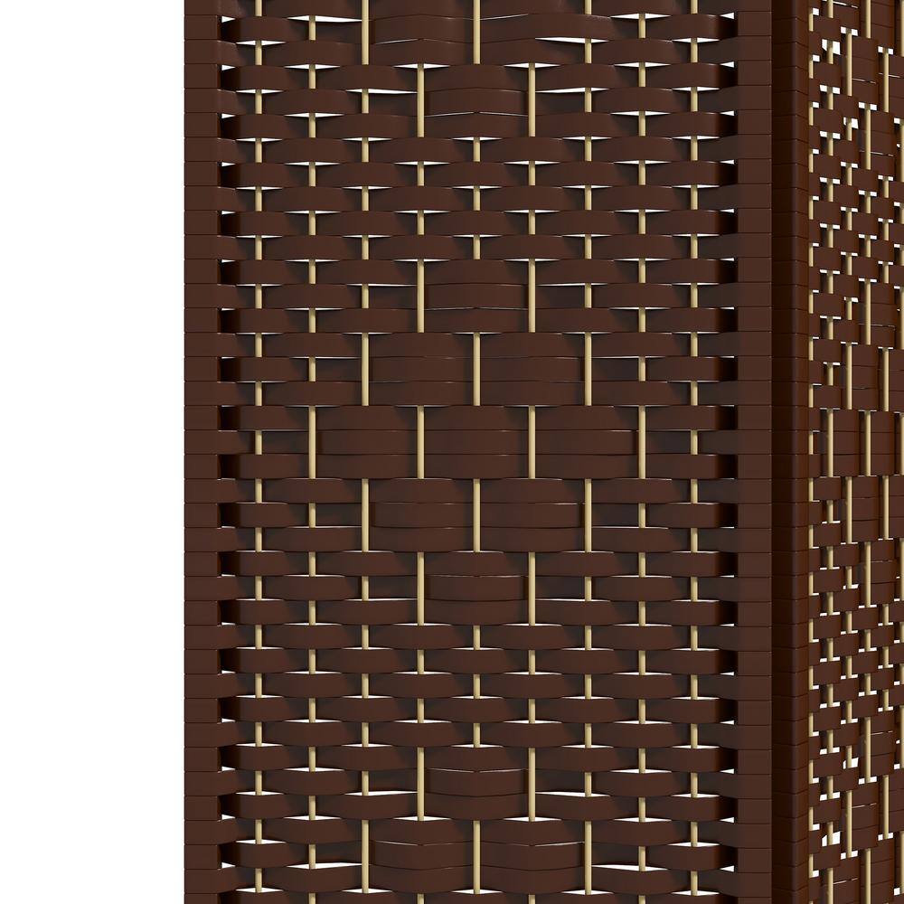 HOMCOM 6-Panel Room Divider, Folding Privacy Screen, 5.6 in. Room Separator, Fiber Freestanding Partition Wall Divider, Brown