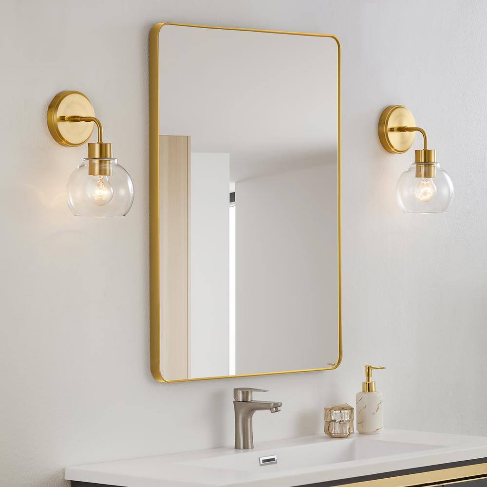 KAWOTI 4.72 in. 1-light Antique Brass Globe Bathroom Vanity Wall Sconce(Set of 2)