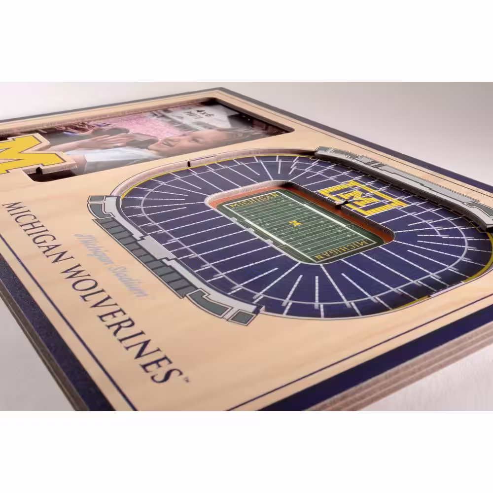 YouTheFan NCAA Michigan Wolverines Team Colored 3D StadiumView with 4 in. x 6 in. Picture Frame