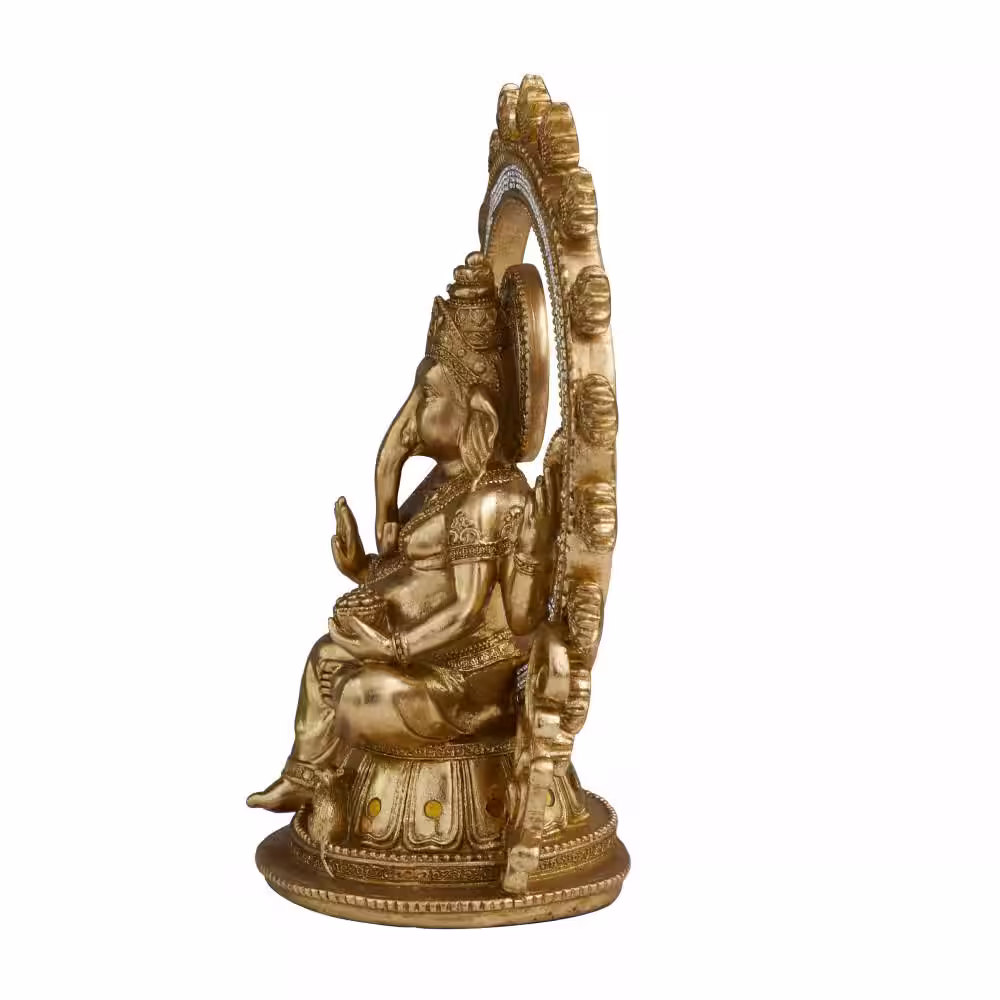 Litton Lane Gold Resin Intricately Carved Ganesh Sculpture with Rhinestone Detail