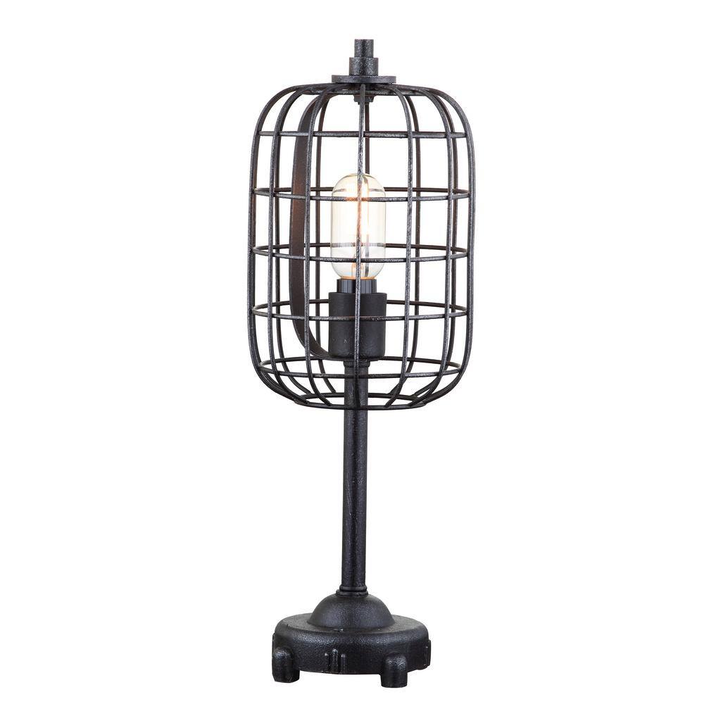 JONATHAN Y Odette 20 in. Black/Silver Industrial Metal Table Lamp