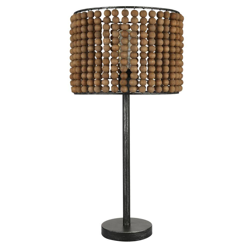 River of Goods Lucy 25 in. Brown Wood Beaded Table Lamp