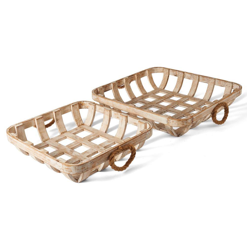 Elements Set of 2-Woven Wood Wall Baskets