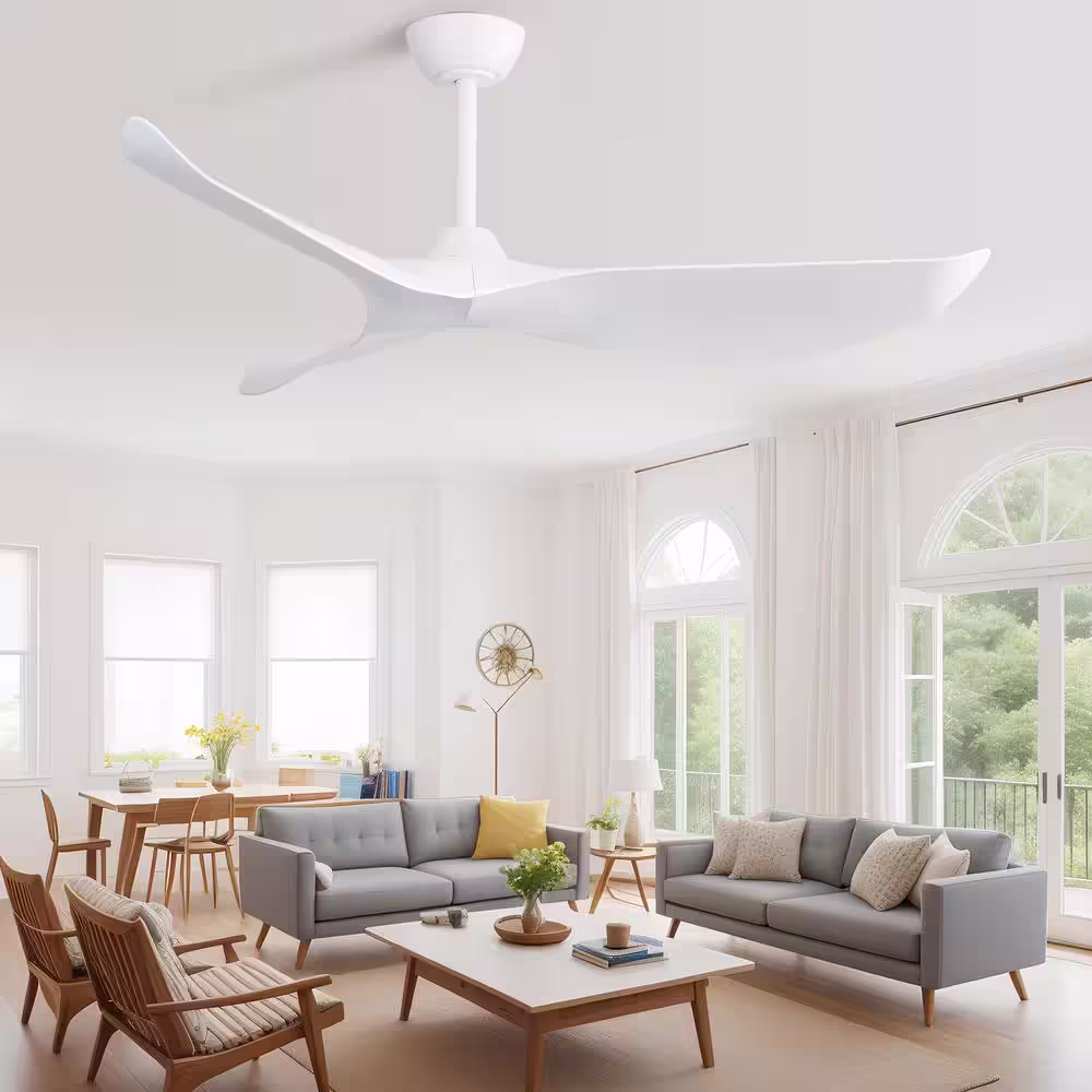 Sofucor 52 in. Indoor/Outdoor White Ceiling Fan with Remote Control and Reversible Motor