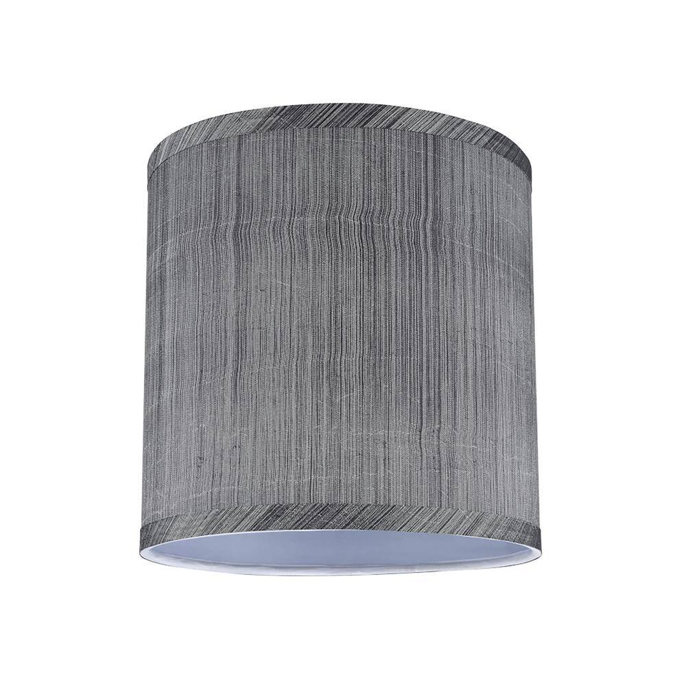 Aspen Creative Corporation 8 in. x 8 in. Grey and Black and Striped Pattern Hardback Drum/Cylinder Lamp Shade