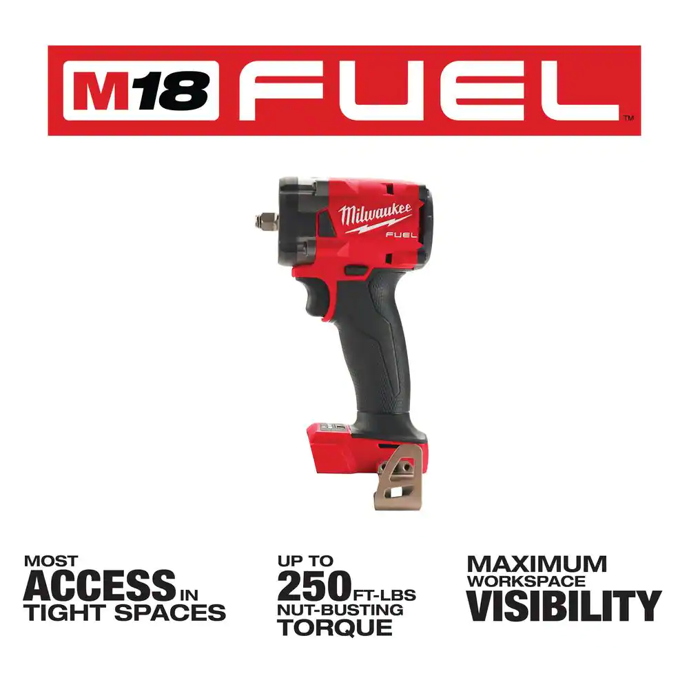 Milwaukee M18 FUEL GEN-3 18V Lithium-Ion Brushless Cordless 3/8 in. Compact Impact Wrench with Friction Ring (Tool-Only)