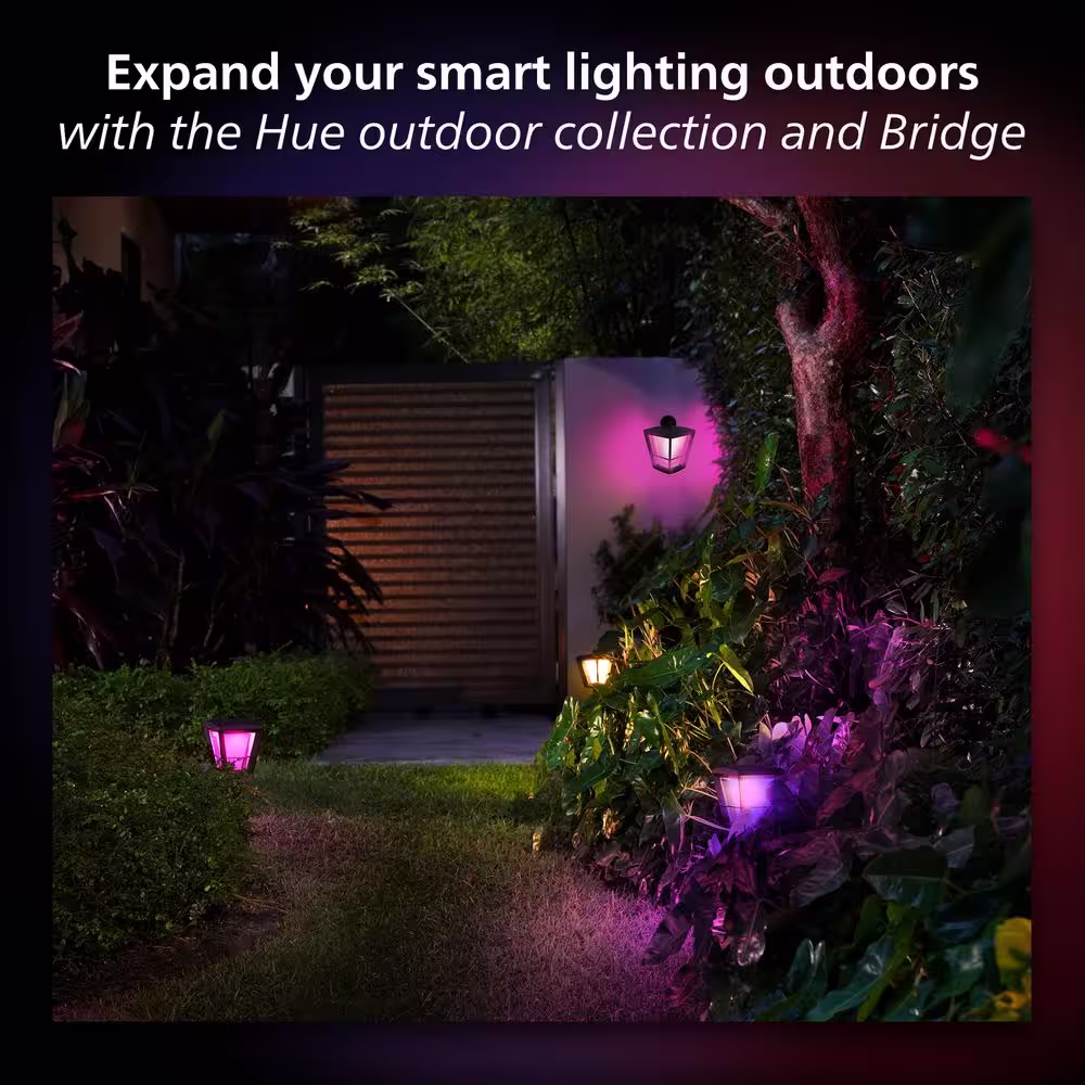Philips Hue Resonate Outdoor Smart Color Changing Black Wall Light Lantern with Integrated LED (1-Pack)