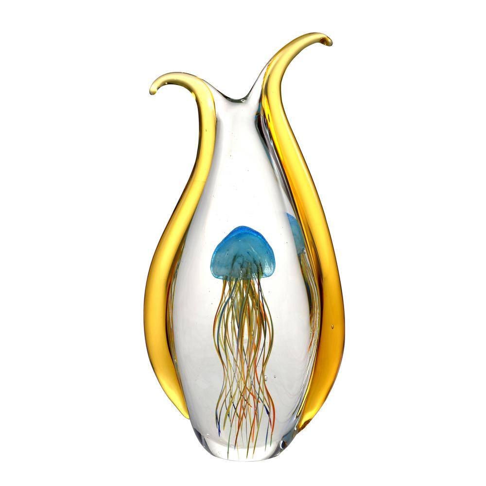 Dale Tiffany 14 in. Jellyfish Handcrafted Irregular Art Glass Figurine