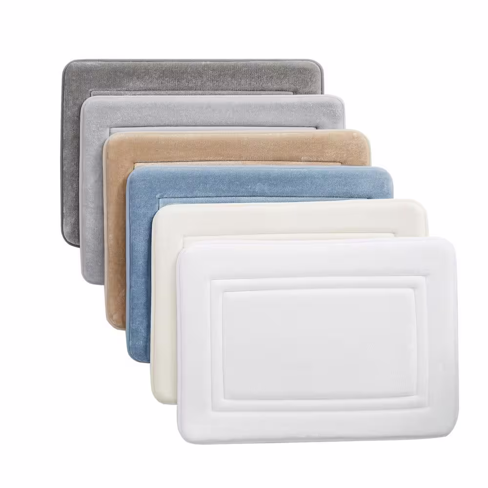 TRULY CALM HeiQ Grey 20 in. x 32 in. Antimicrobial Memory Foam Bath Rug