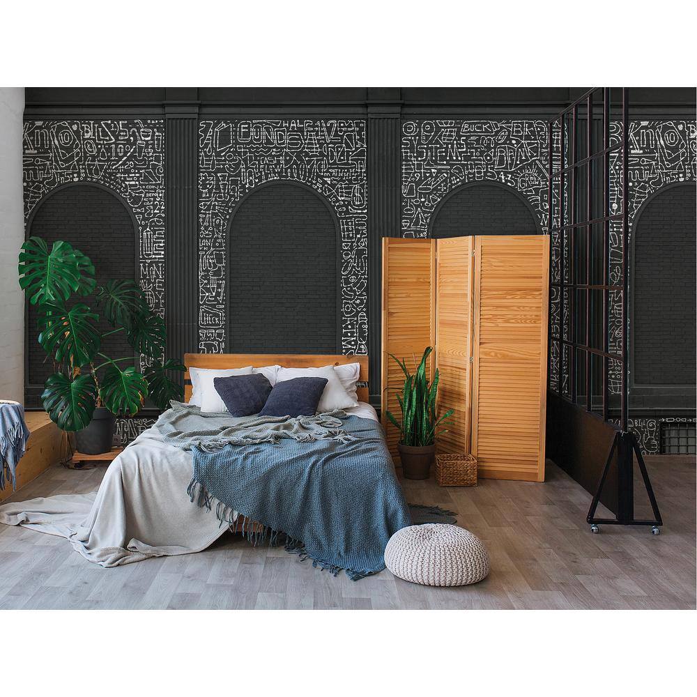 A-Street Prints 108 in. x 162 in. BKLYN Bank Windows Black Wall Mural