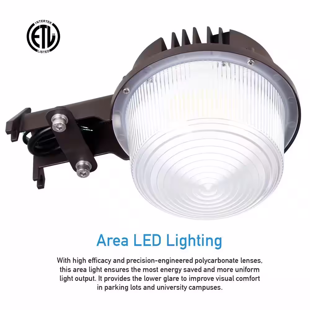 IBRIGHT:iBright 40-Watt, 300-Watt Equivalence Integrated LED Bronze Weather Resistant with Photocell Sensor Area Light, 5000K