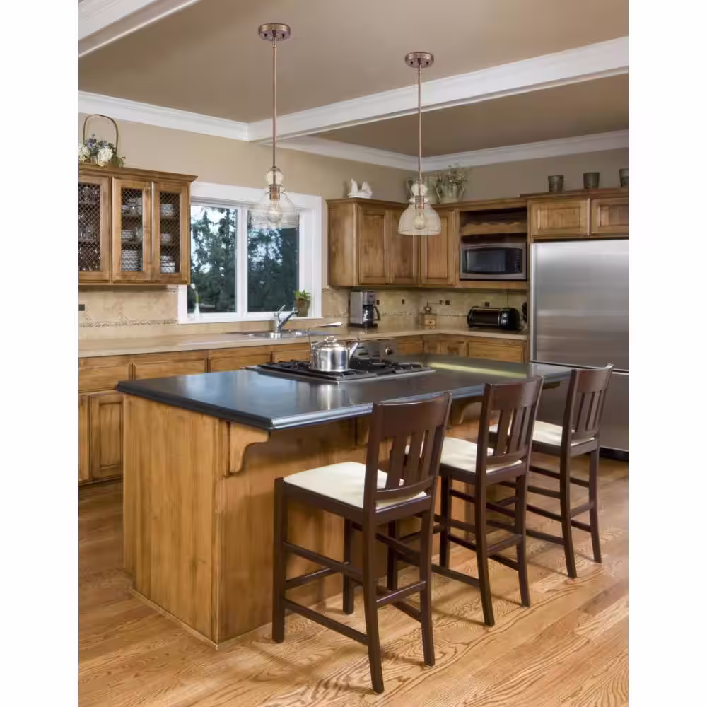 Westinghouse Fiona 1-Light Washed Copper Mini Pendant with Clear Seeded Glass Shade