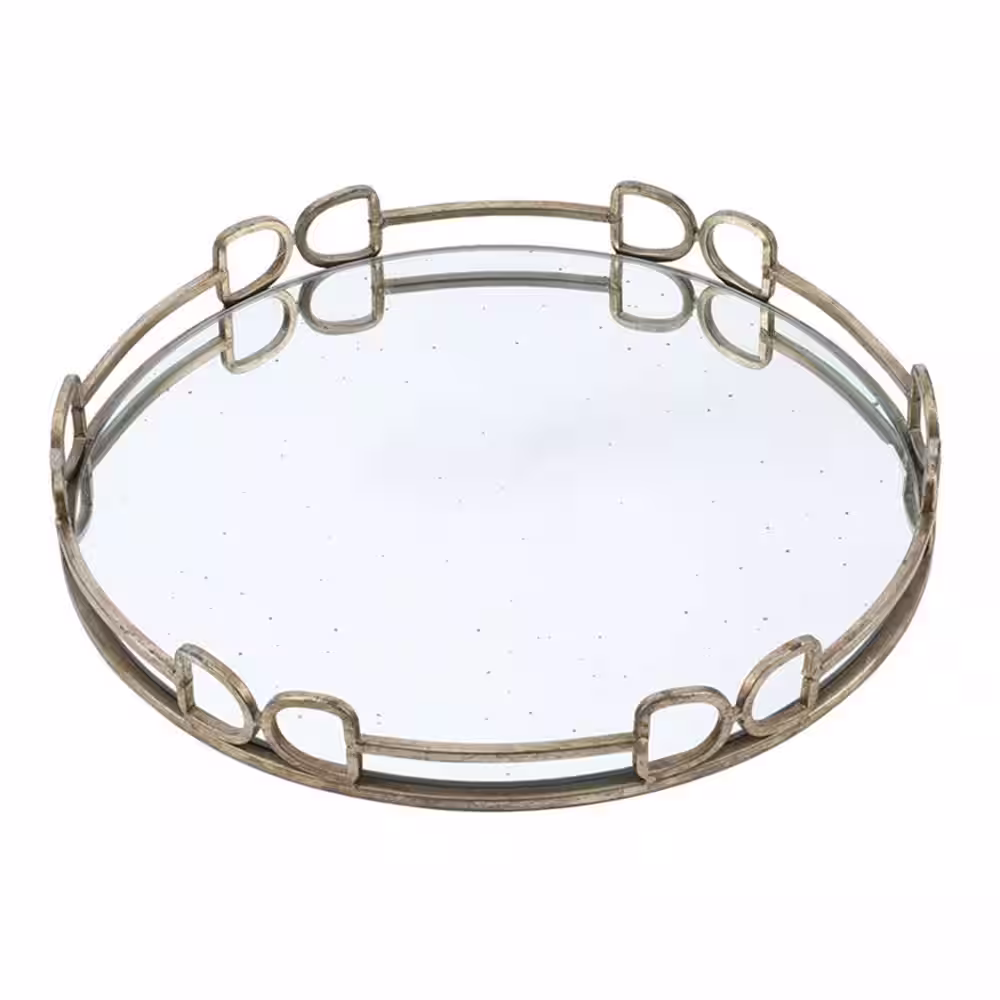 A & B Home 18 in. x 18 in. Decorative Tray in Rustic Silver