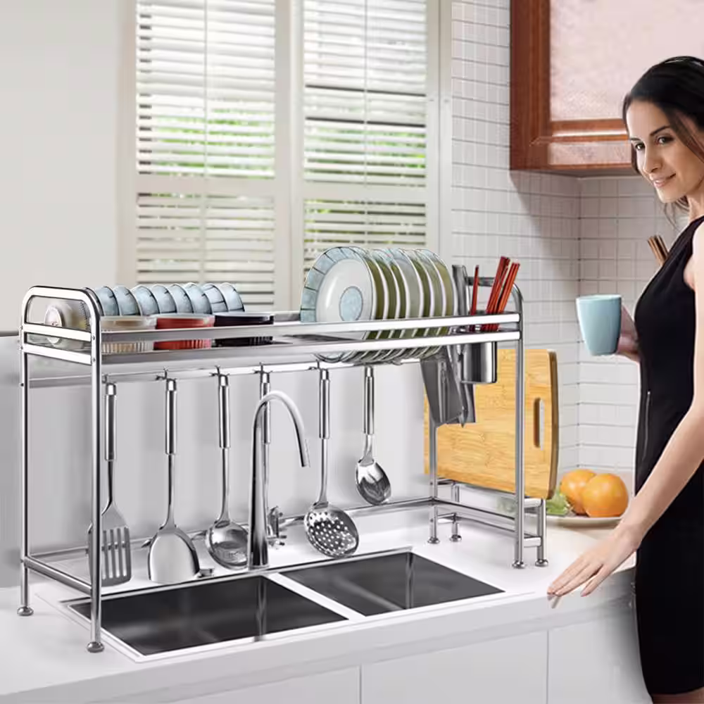 Aoibox Over Sink Stainless Steel Dish Rack Kitchen Countertop Rack Shelf Organizer Rack