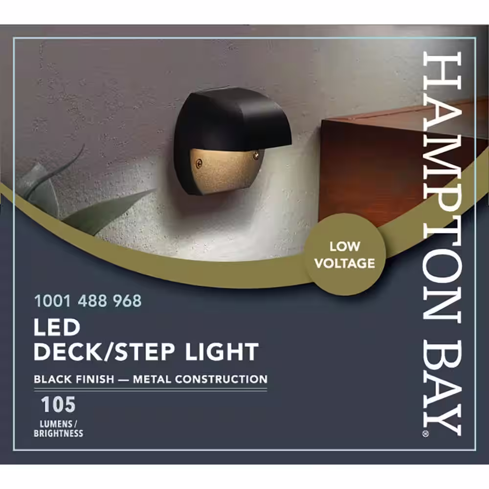 Hampton Bay 25-Watt Equivalent Low Voltage Black Integrated LED Outdoor Surface Mount Deck Light