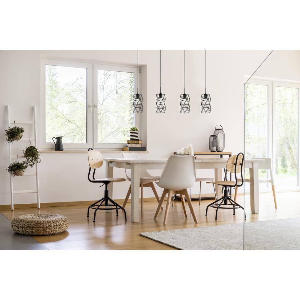 Eglo Estevau 2 41.124 in. W x 72 in H 4-Light Matte Black Linear Multi-Pendant Light