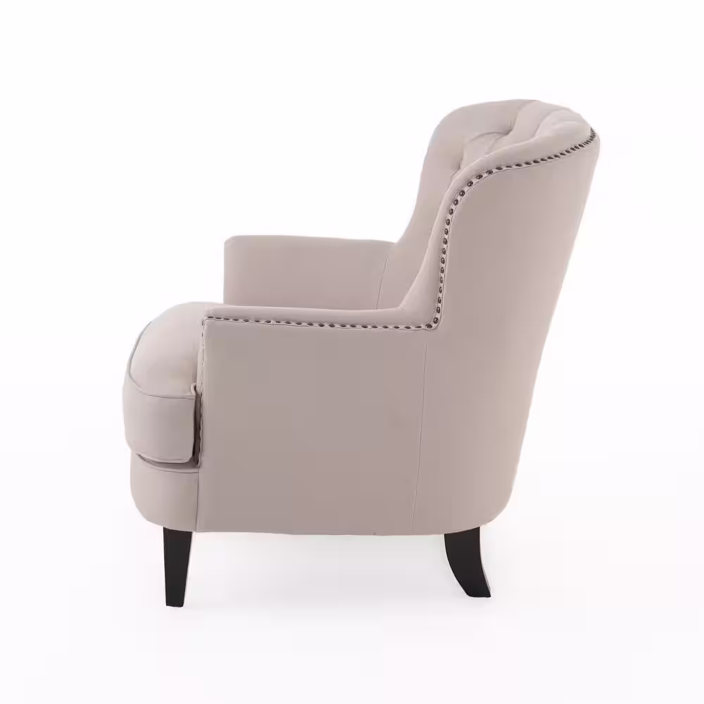 Noble House Tafton Natural Fabric Tufted Club Chair