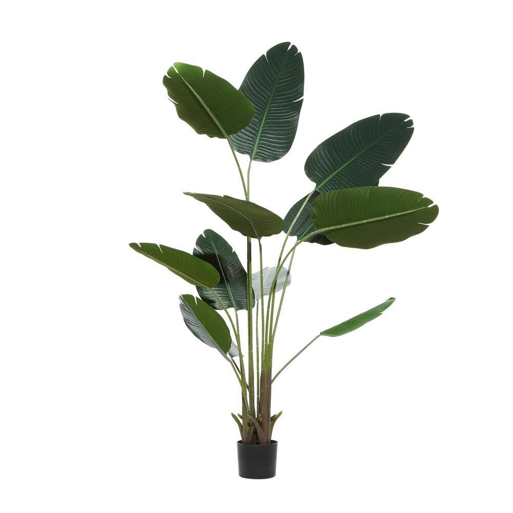Litton Lane 70 in. H Bird of Paradise Artificial Tree with Realistic Leaves and Black Plastic Pot