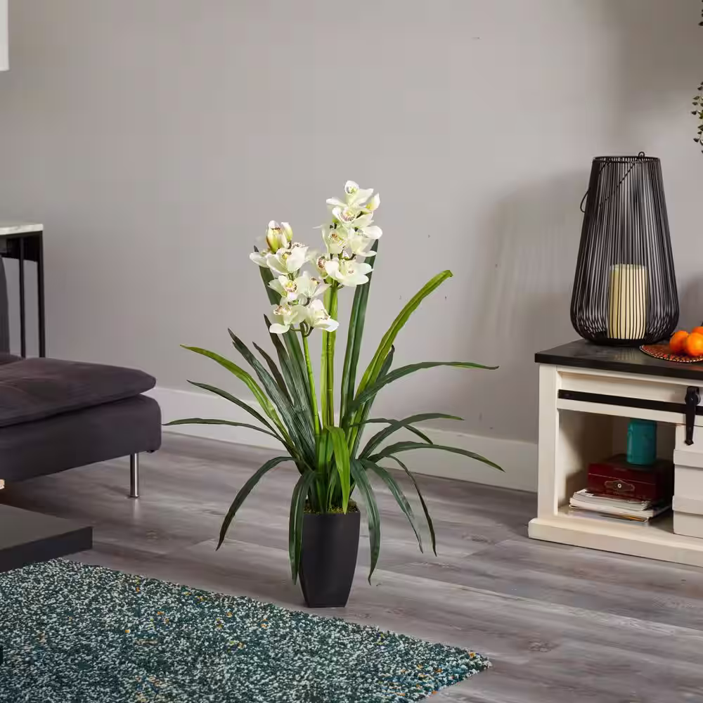 Nearly Natural Indoor 39 in. Cymbidium Orchid Artificial Plant