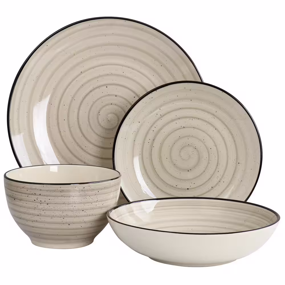 Elama Gia 24 Piece Stoneware Dinnerware Set in Cream
