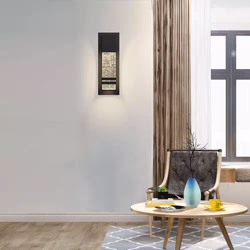 None 14 in. 9-Watt Outdoor Bubble Crystal Glass LED Modern Wall Sconce (1-Pack)