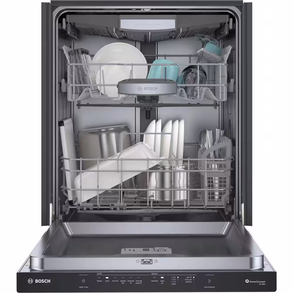 Bosch 500 Series 24 in. Black Top Control Tall Tub Pocket Handle Dishwasher with Stainless Steel Tub, 44dBA