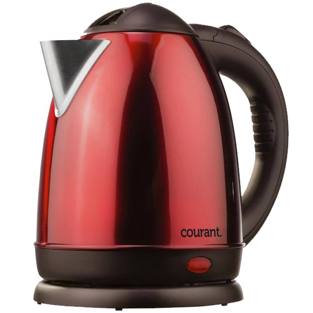 Courant 1.5 l Cordless Electric Kettle Red Stainless Steel with 360Â° Rotational Body, Automatic Safety Shut-Off