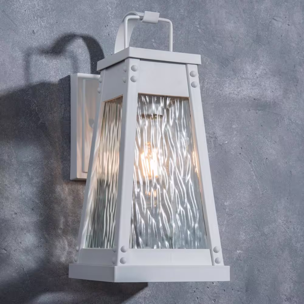 LUTEC Coastal Carmel 1-Light White Outdoor Wall Lantern Sconce