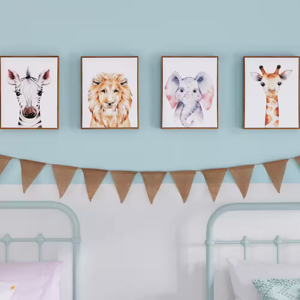 StyleWell Kids Safari Animals Framed Wall Art (Set of 4) (11 in. W x 14 in. H)
