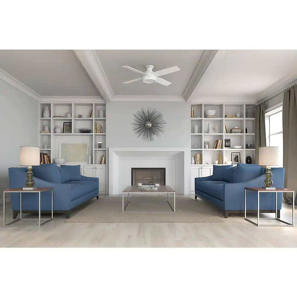 Hunter Dempsey 52 in. Low Profile No Light Indoor Fresh White Ceiling Fan with Remote