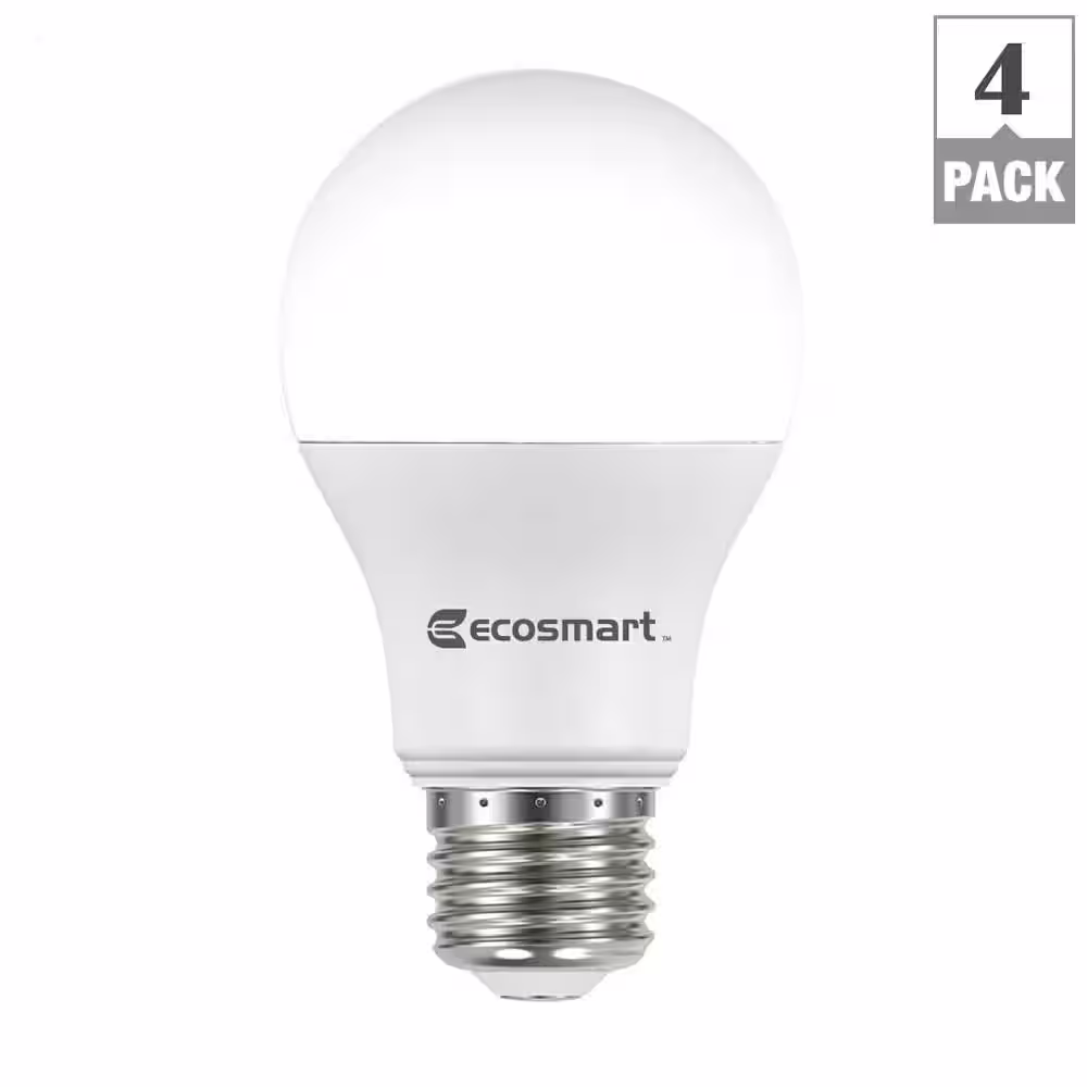 EcoSmart 60-Watt Equivalent A19 Non-Dimmable LED Light Bulb Soft White (4-Pack)