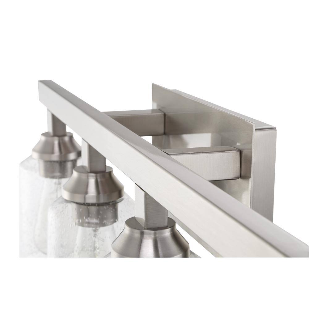 CRAFTMADE Chicago 28.25 in. 4-Light Brushed Polished Nickel Finish Vanity Light with Seeded Glass