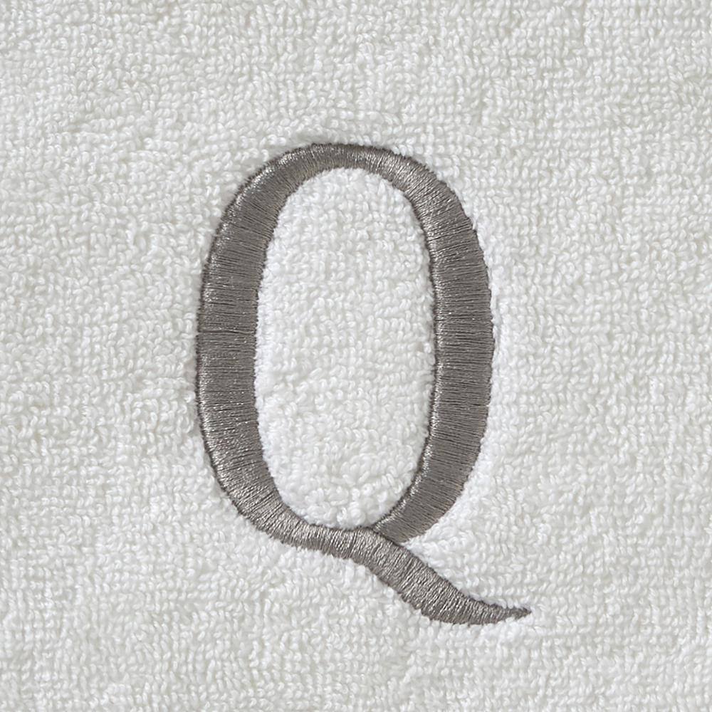 SKL Home Casual Monogram Letter Q Bath Towel, white, cotton