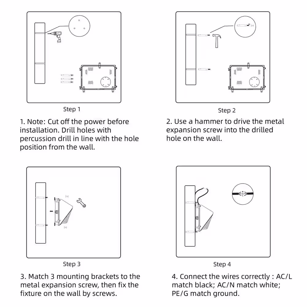 None 800-Watt Equivalent Integrated Black LED Outdoor Wall Pack Light 16000 Lumens 5500K White with Photocell Sensor