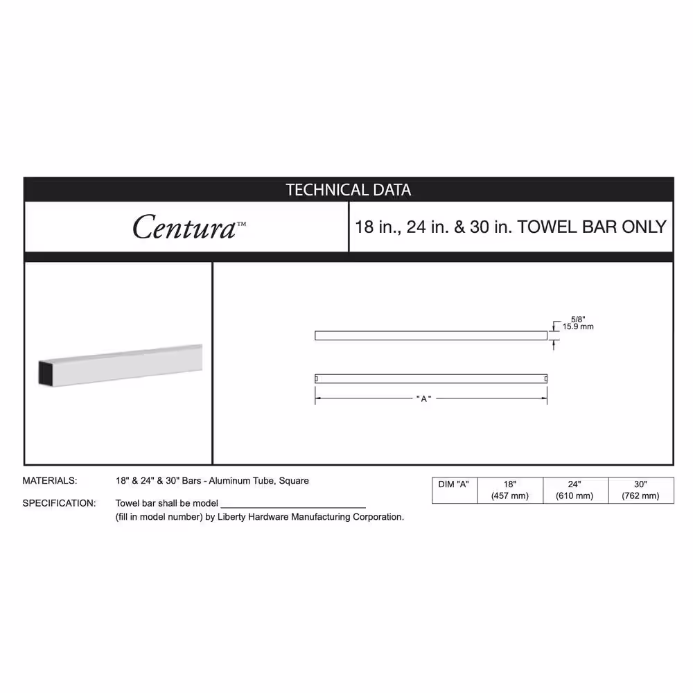 None Centura 30 in. Replacement Towel Bar Rod in Chrome