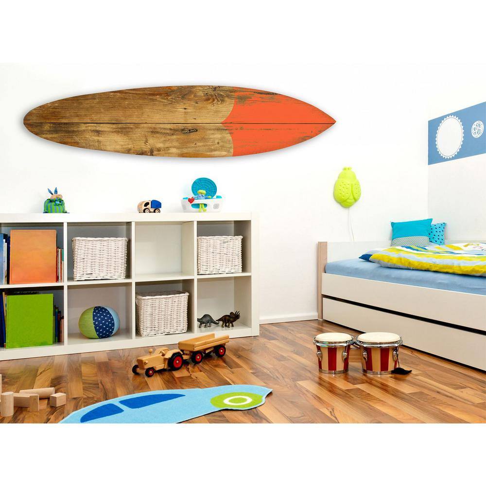 HomeRoots Mariana Indoor Brown Wooden Surfboard Wall decor