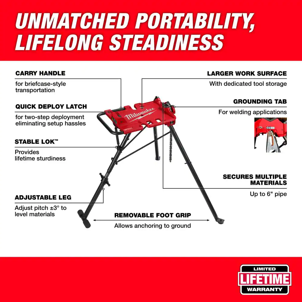 Milwaukee 1/8 in. to 6 in. Portable Leveling Tripod Chain Vise Stand