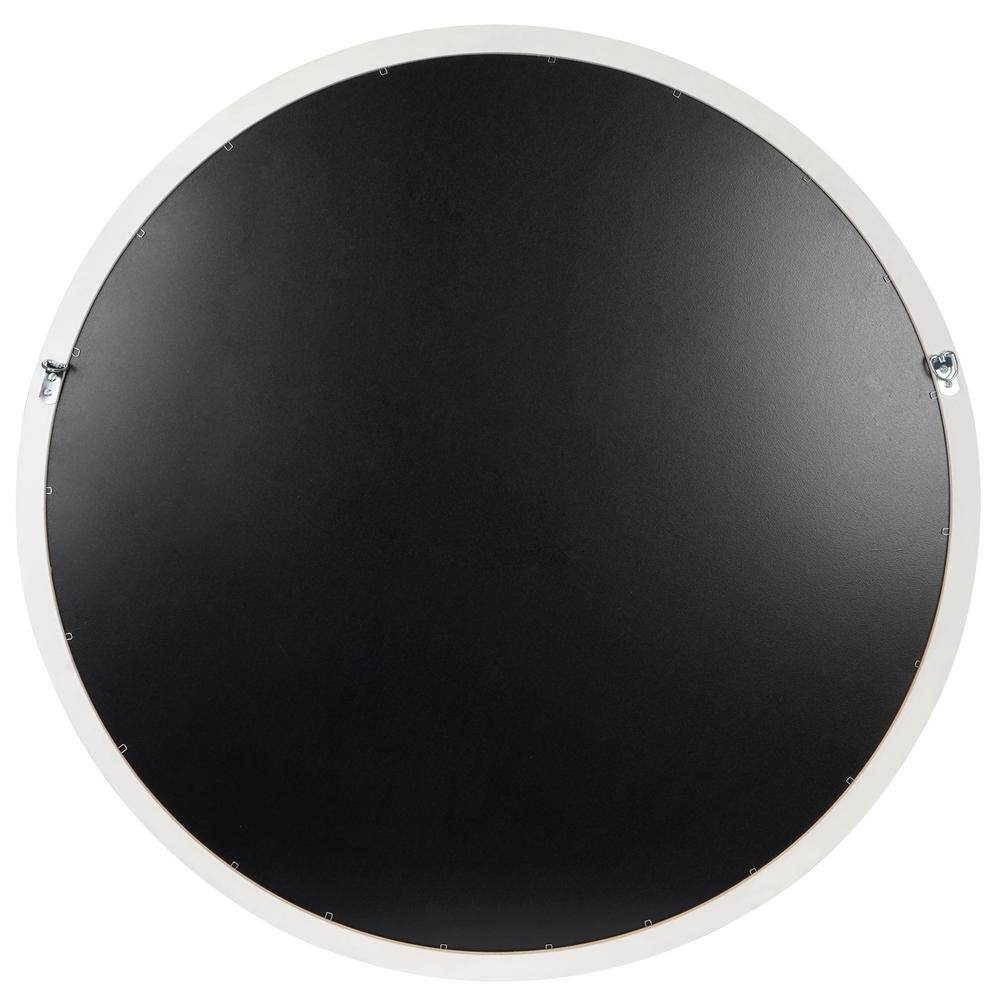 None 30 in. W x 30 in. H White Ballpoint Round Contemporary Style Beaded Framed Vanity Interior Design Home Decor Wall Mirror