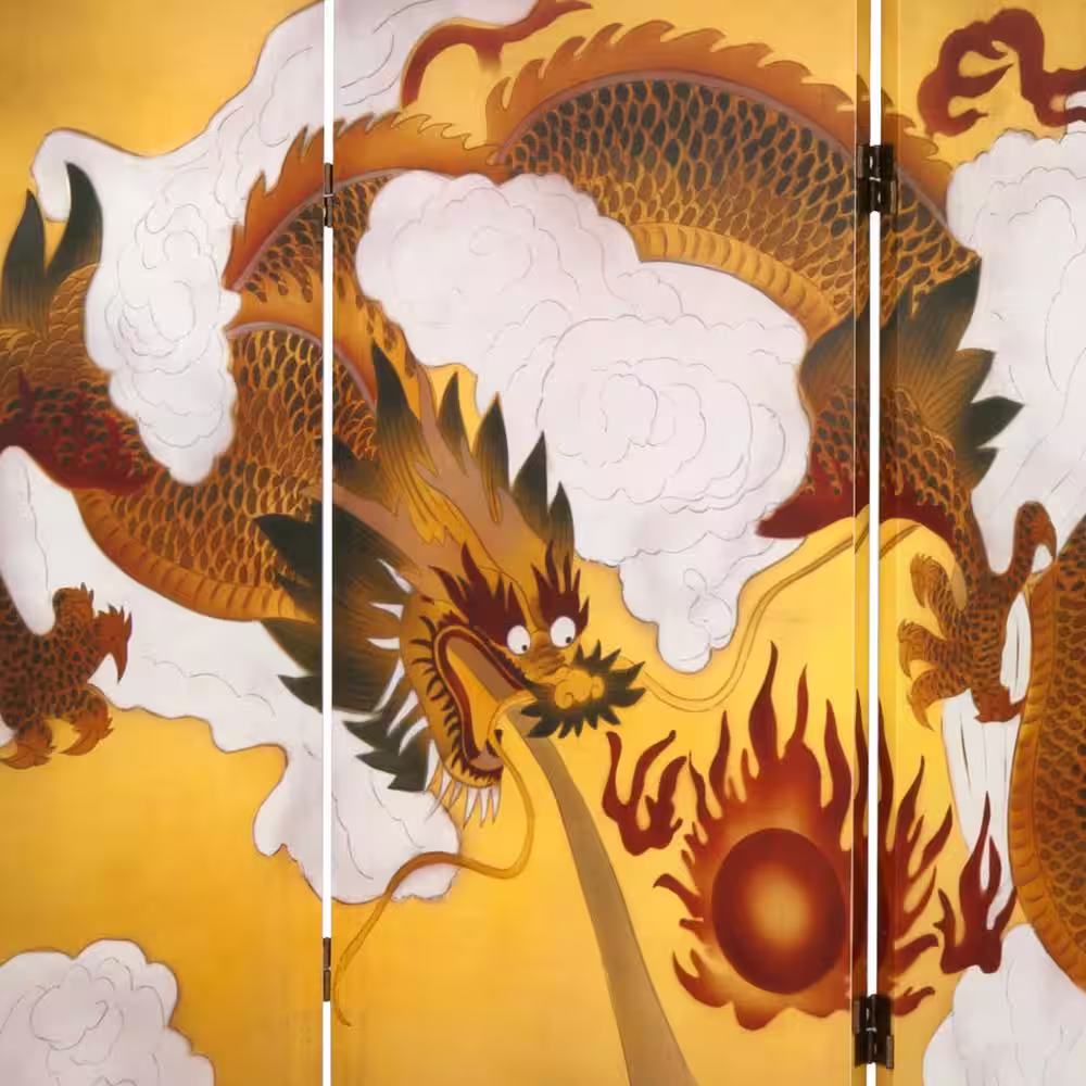 Oriental Furniture 3 ft. Printed 4-Panel Room Divider