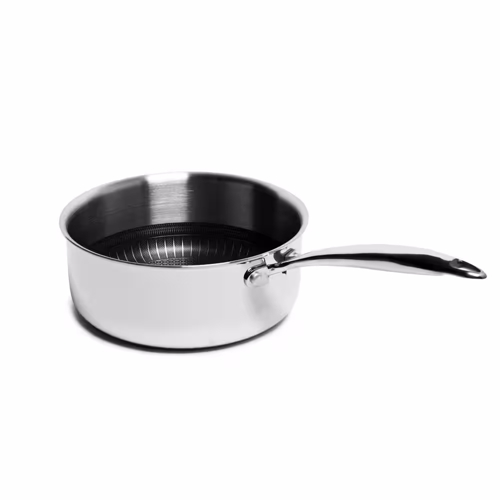 None Diamond Tri-ply 2.7 qt. Stainless Steel Nonstick Sauce Pan with Glass Lid