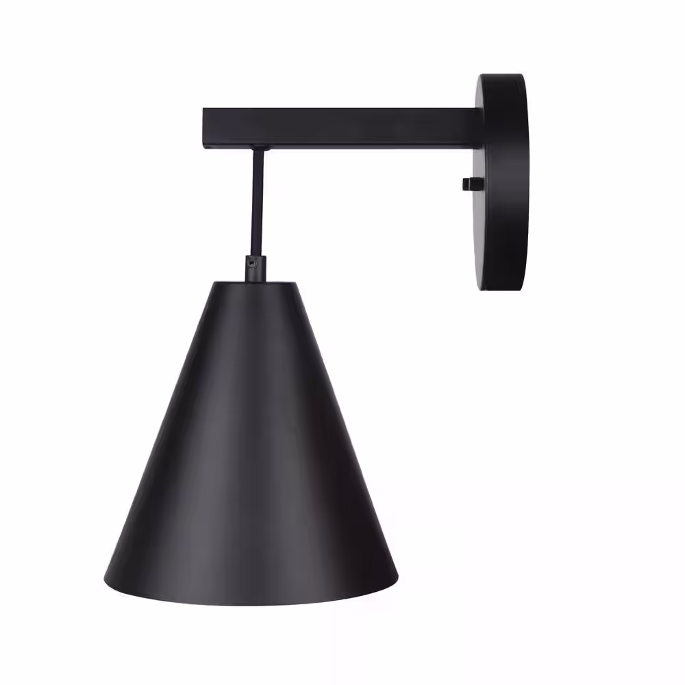 CANARM Arlo 12 in. 1-Light Matte Black Sconce with Metal Shade