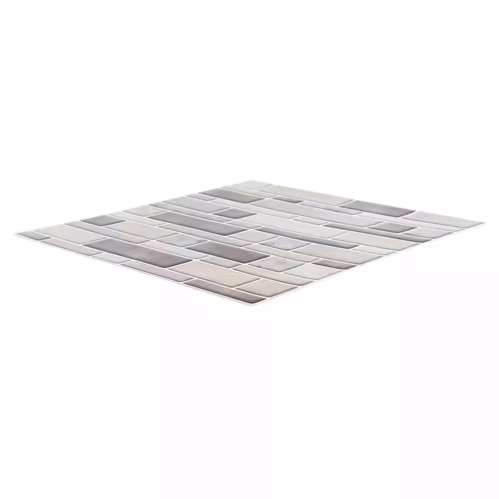 None 6-Pieces 10 in. x 10 in. Taupe Truu Design Self-Adhesive Peel and Stick Accent Wall Tiles