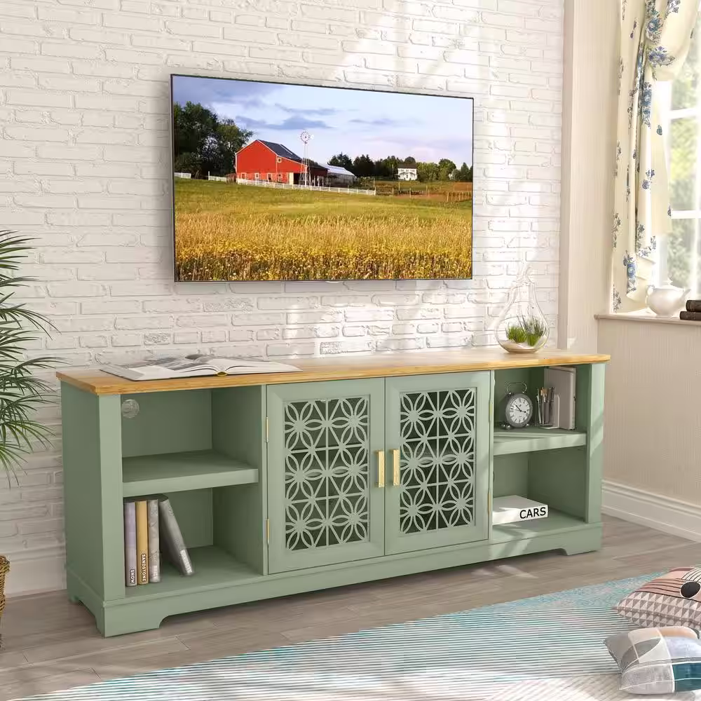 None 70 in. Green Tv Stand for Tvs up to 75 in.