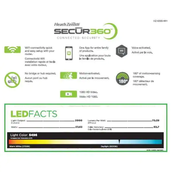 SECUR360 2000 Lumens LED Motion Sensor Wired Twin Head White Outdoor Security Flood Light with Video Wi-Fi Connected