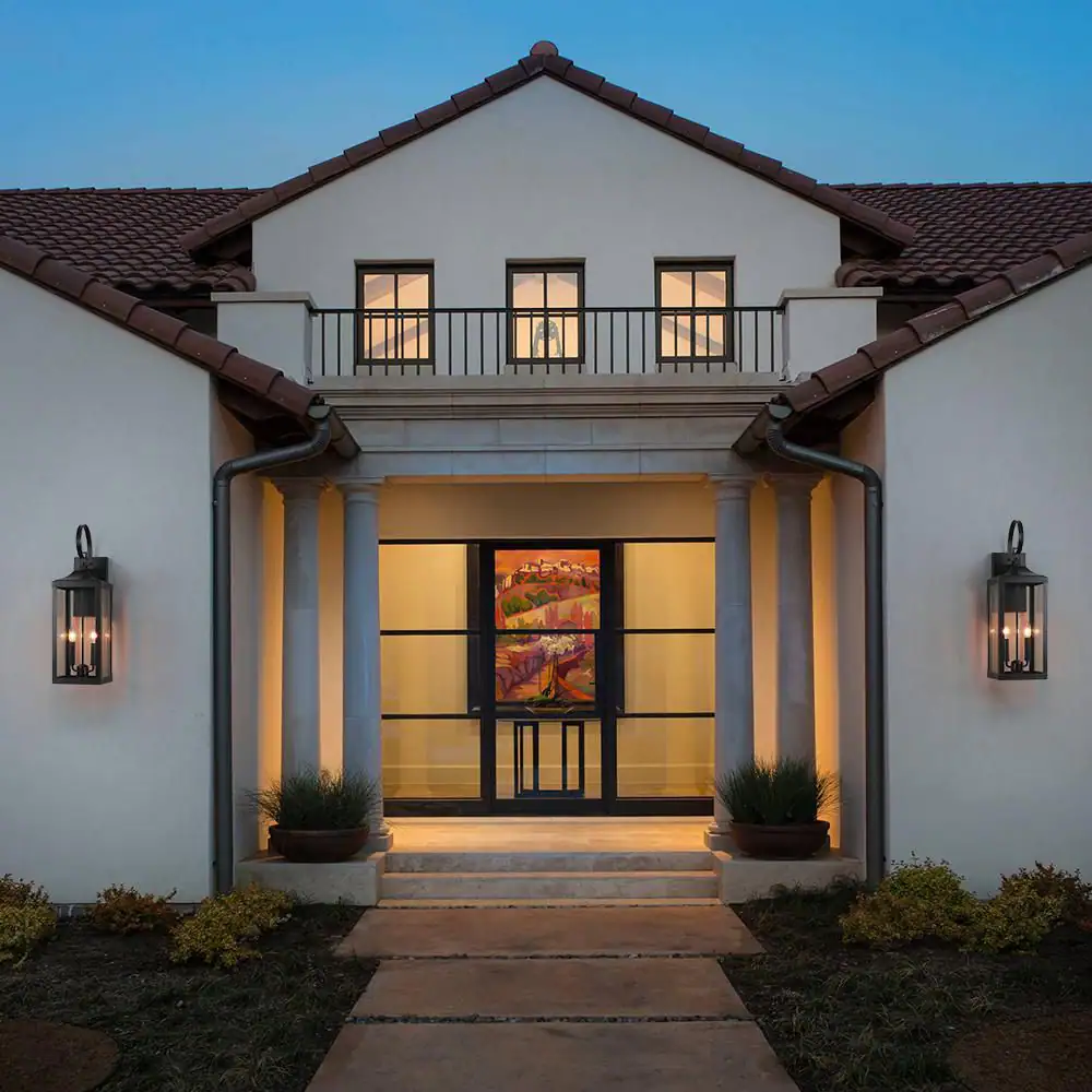 TRUE FINE Jefferson 2-Light 25.7 in. Black Large Outdoor Wall Lantern Sconce Light